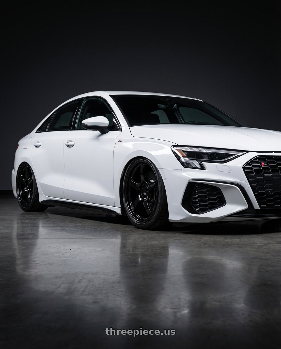 2024 Audi S3 8Y with Gram Lights 57CR 5x112 19x9.5+25 Glossy Black wheels