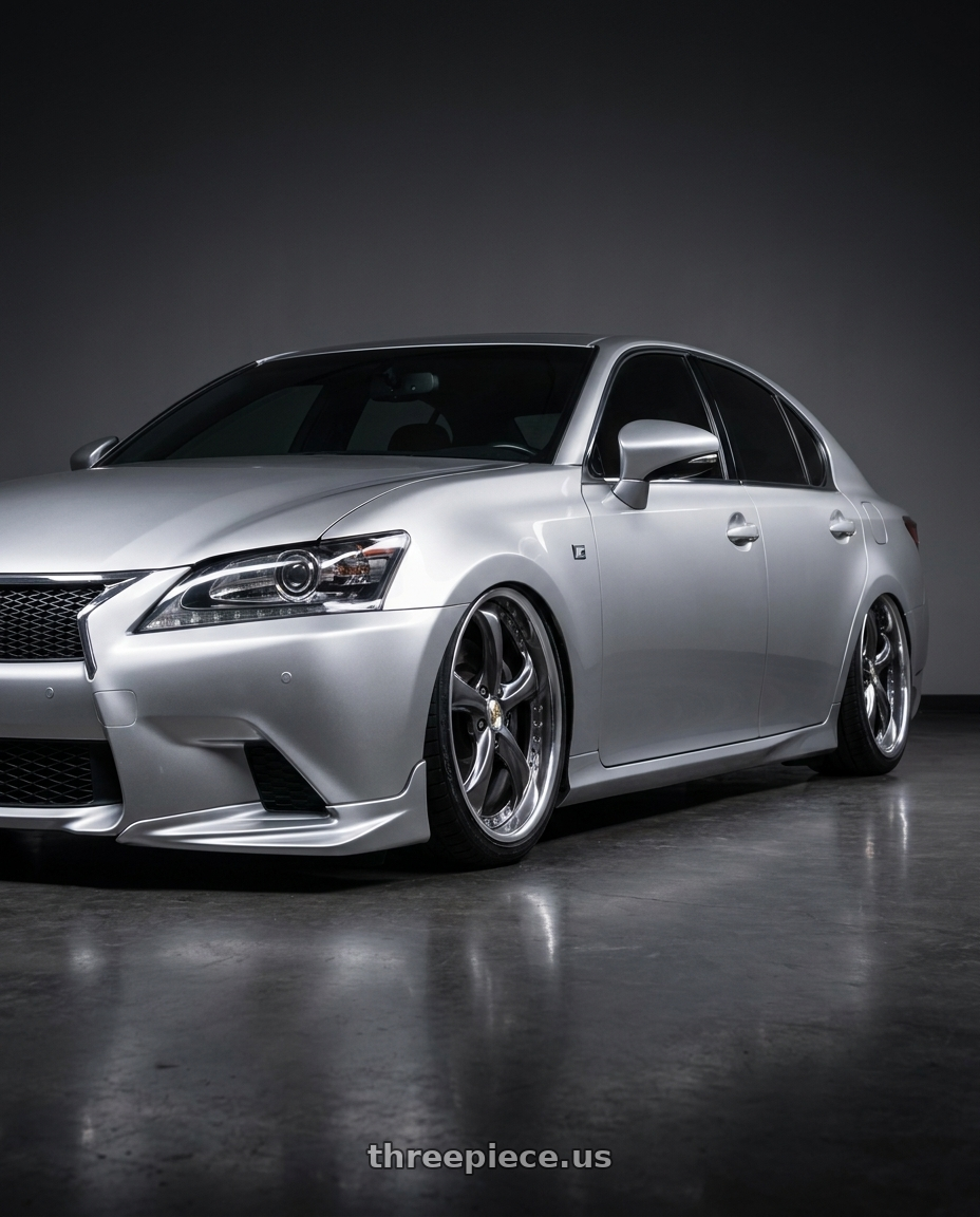 2015 Lexus gs350 with Work Wheels VS-KF 5x114.3 20x8.5+34 Brilliant Silver Black A Disk FULL REVERSE wheels