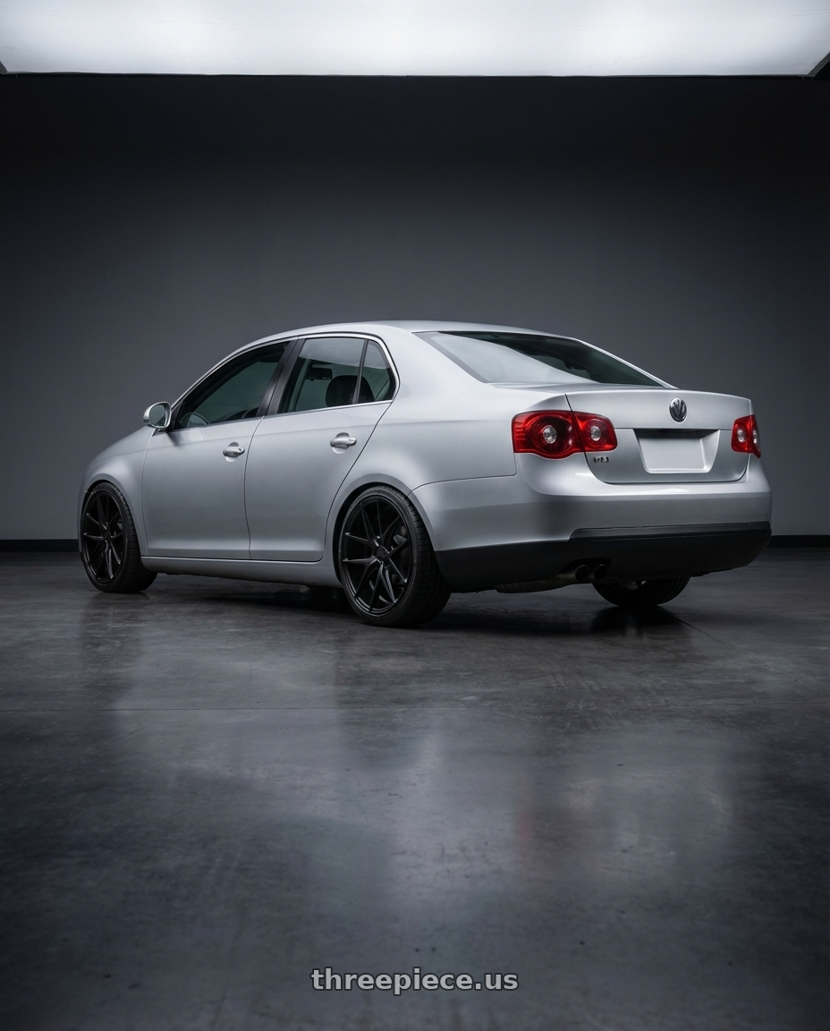 2009 Volkswagen Jetta GLI MK5 with Niche 1PC M117 MISANO 5X112 18X9.5 +35 MATTE BLACK wheels rear three quarter view square tires