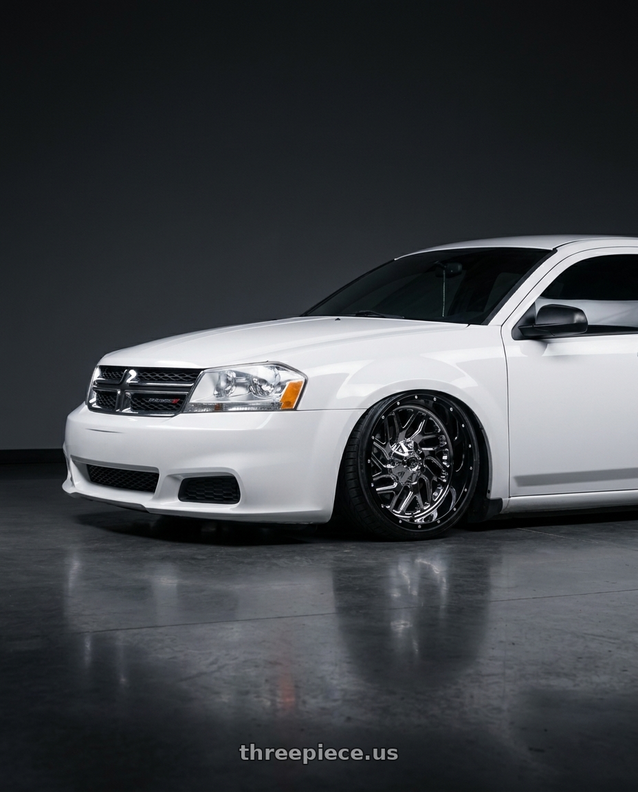 2011 Dodge avenger sxt white with Fuel 2PC D211 TRITON 8X165.1 20X12 -44 CHROME PLATED GLOSS BLACK LIP wheels