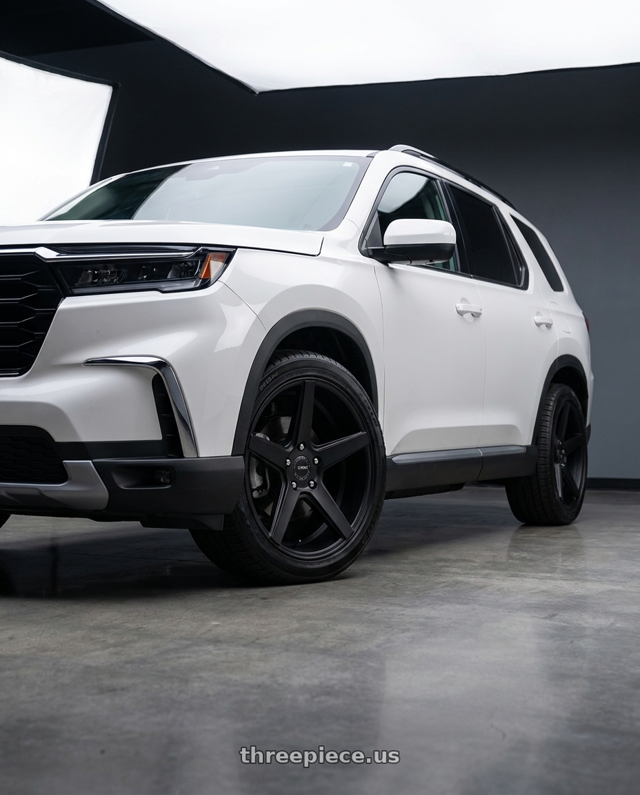 2023 Honda Pilot with KMC KM685 DISTRICT 5X114.3 22X9 +20 SATIN BLACK wheels