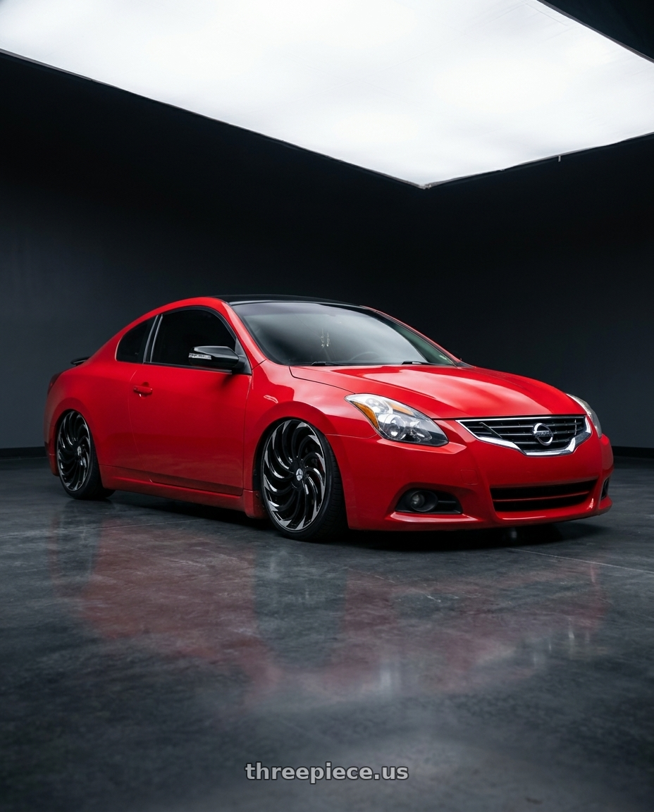 2010 Nissan Altima Coupe with Azara AZA-534 5x100/5x114.3 18x8 +35 Gloss Black & Machined wheels