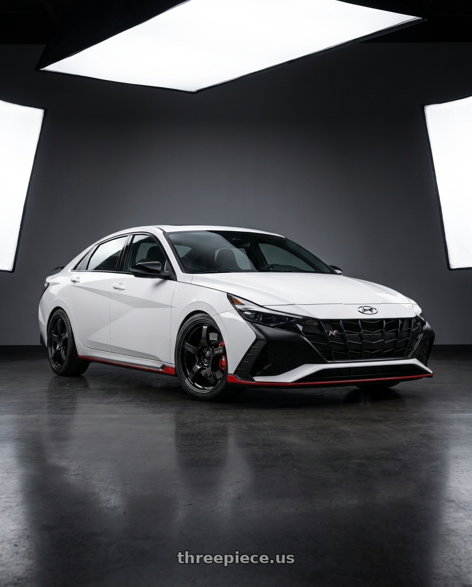 2024 Hyundai Elantra N with Gram Lights 57CR 5x114.3 19x8.5+45 Glossy Black wheels