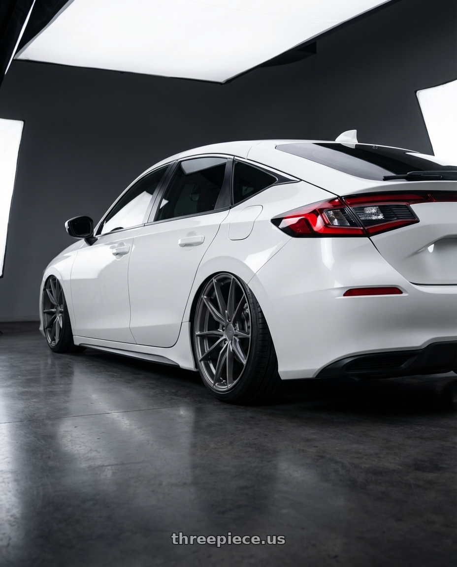 2024 Honda Civic with Niche 1PC M116 MISANO 5X114.3 19X9.5 +35 MATTE GUN METAL wheels rear three quarter view slight stretch tires