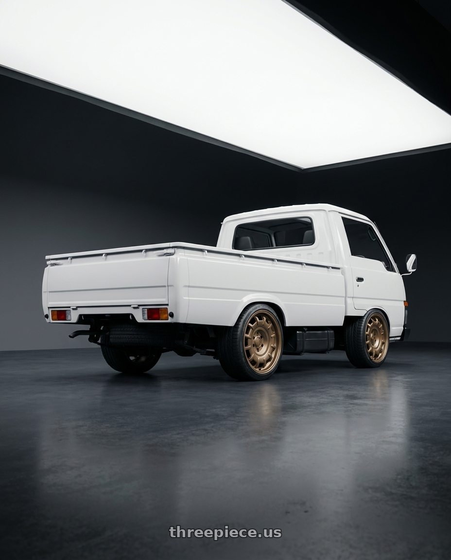 1981 Nissan Homer with fifteen52 BUNDT SV 6x130 17x8 +40 MAGNESIUM GREY (SATIN BRONZE) wheels rear three quarter view slight stretch tires