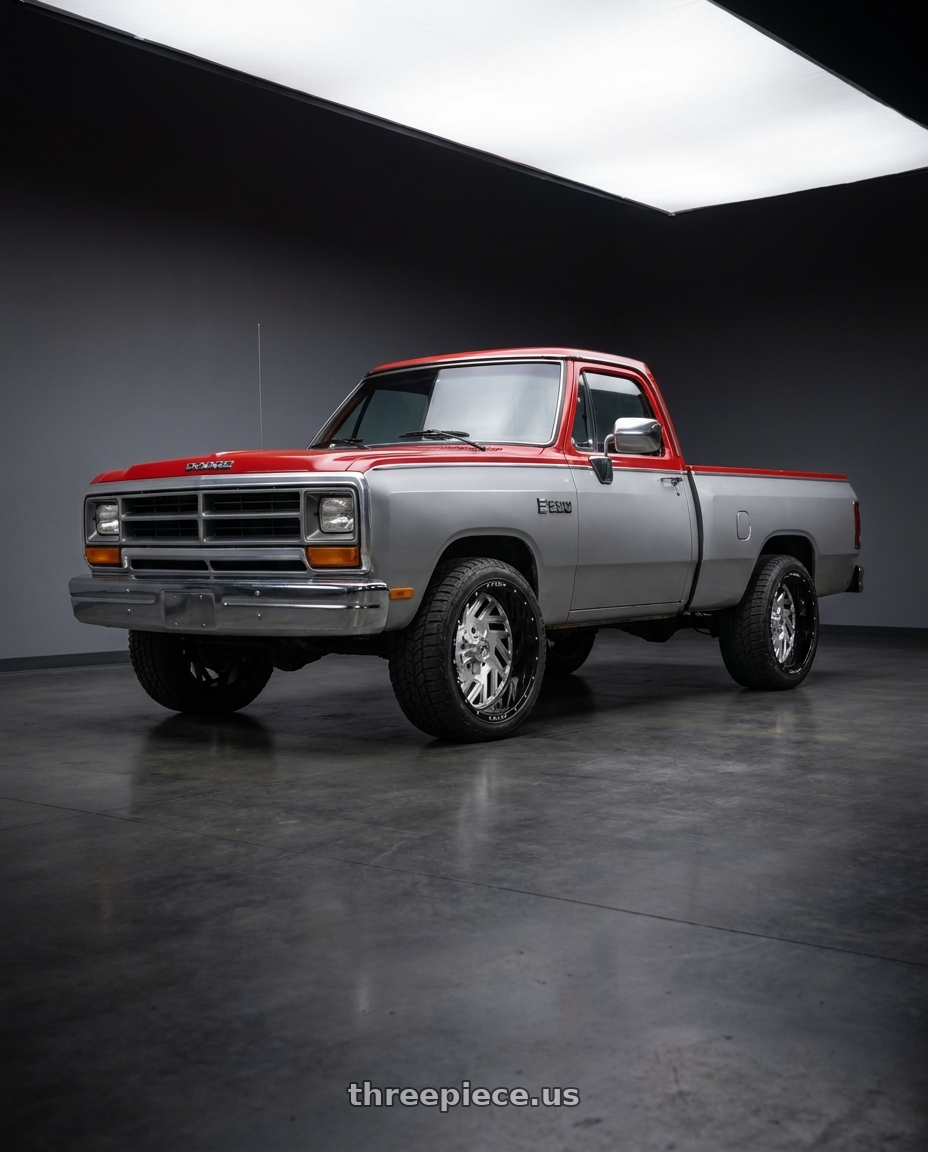 1984 Dodge d150 regular cab with XFX Flow XFX-304 5x127/5x139.7 24x14 -76 Brushed & Milled with Black Lip wheels