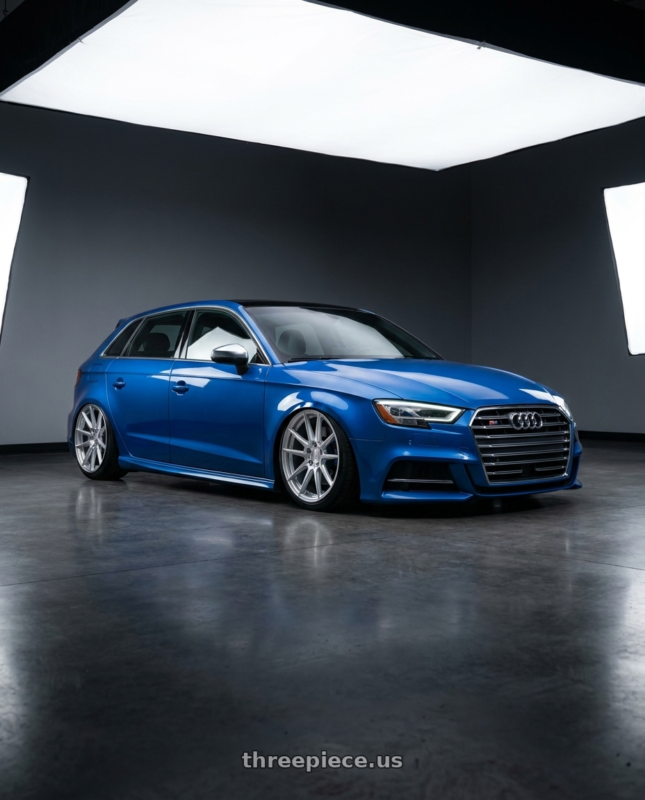 2019 Audi S3 8V with Aodhan AFF2 5x112 19x9.5+35 Gloss Silver Machined Face wheels