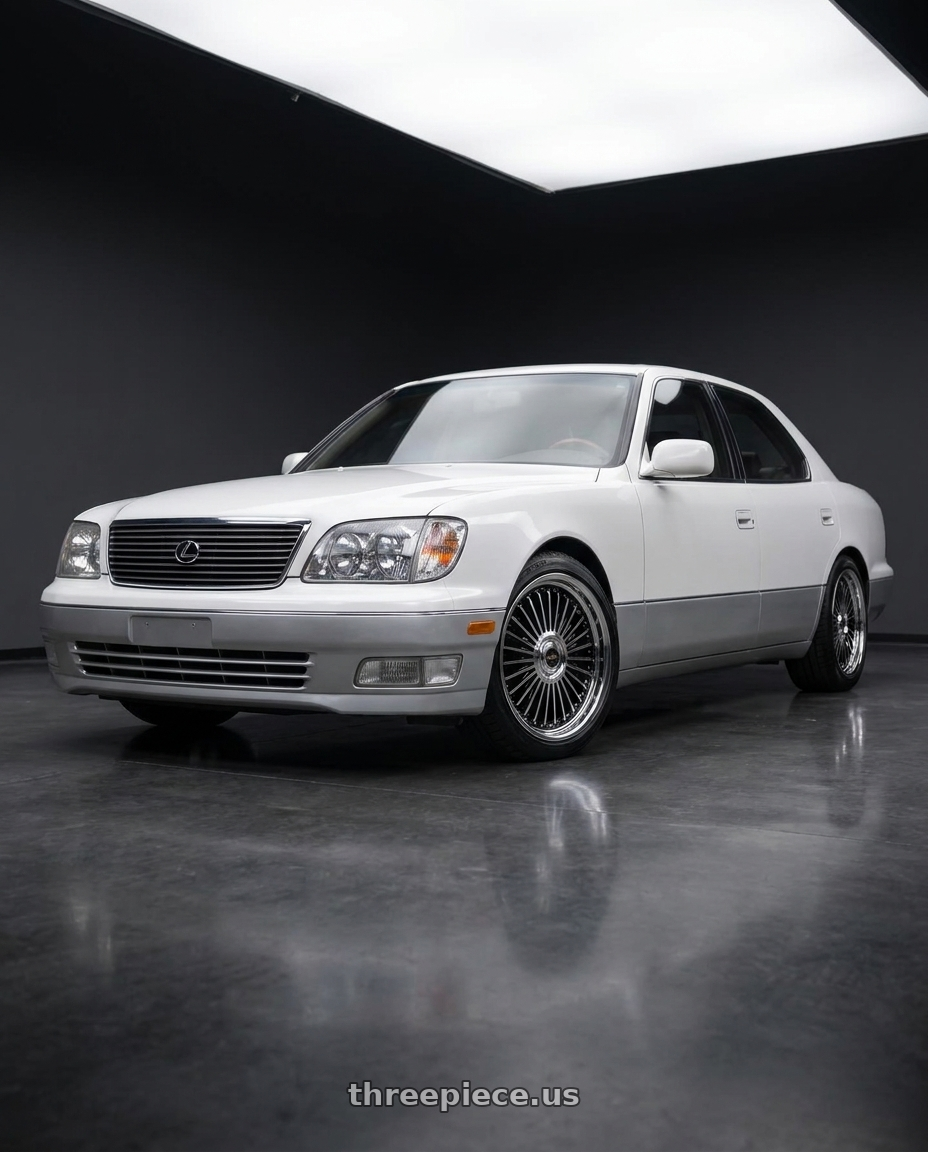 1998 lexus ls400 with Work Emitz Black Polish 5x114.3 19x8.0 +38 wheels