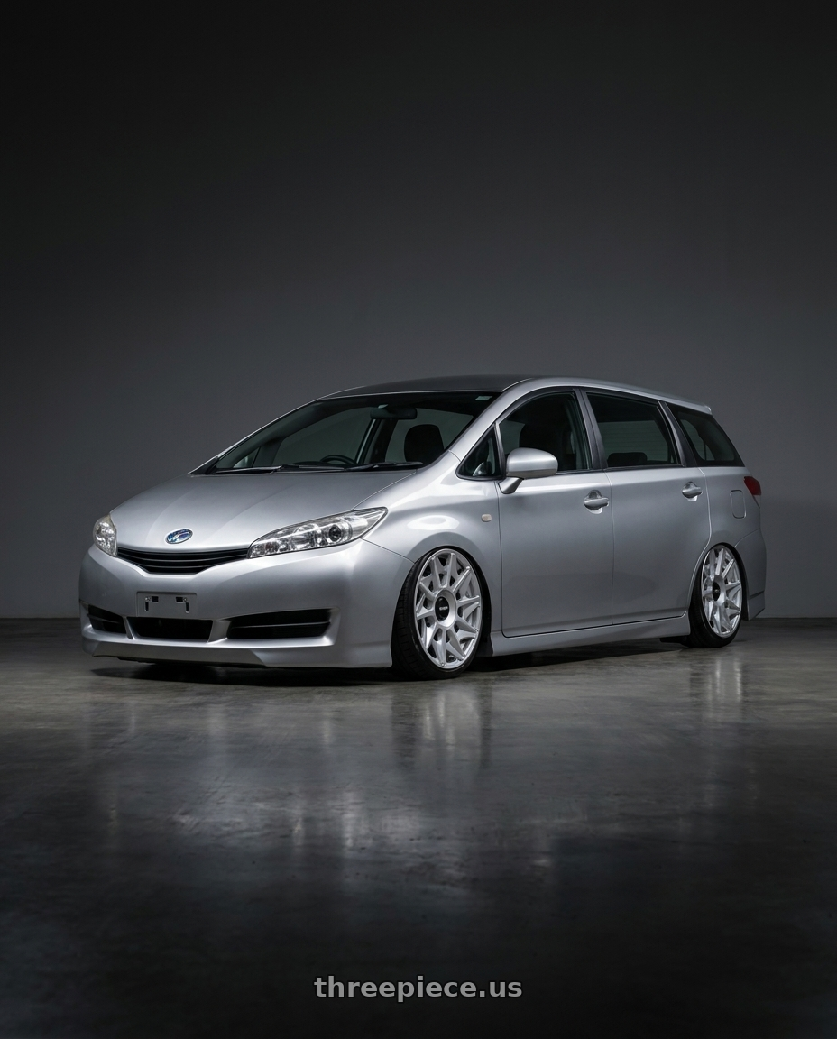 2011 Toyota Wish Zge22W with Rotiform 1PC R124 CVT 5X100/5X112 19X8.5 +45 GLOSS SILVER wheels