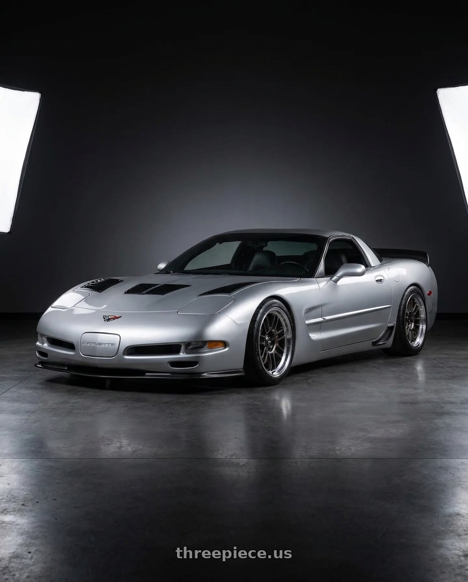 2002 Chevrolet Corvette with Konig Hypergram 5x114.3 18x11+40 Metallic Carbon w/ Machined Lip wheels