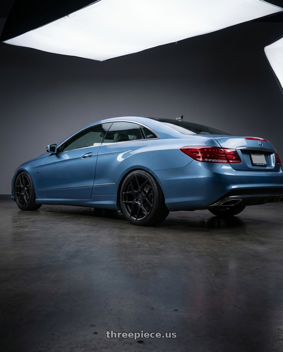 2014 Mercedes-Benz E-Class Coupe C207 with Aodhan AFF2 5x112 19x9.5+35 Matte Black wheels rear three quarter view square tires