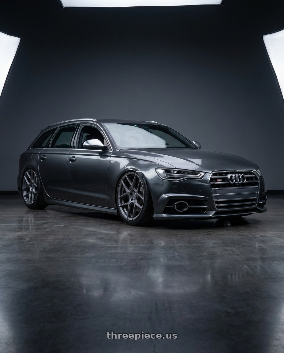 2016 Audi S6 C7 with Aodhan AFF2 5x112 20x9+30 Matte Gray wheels front three quarter view stanced stance