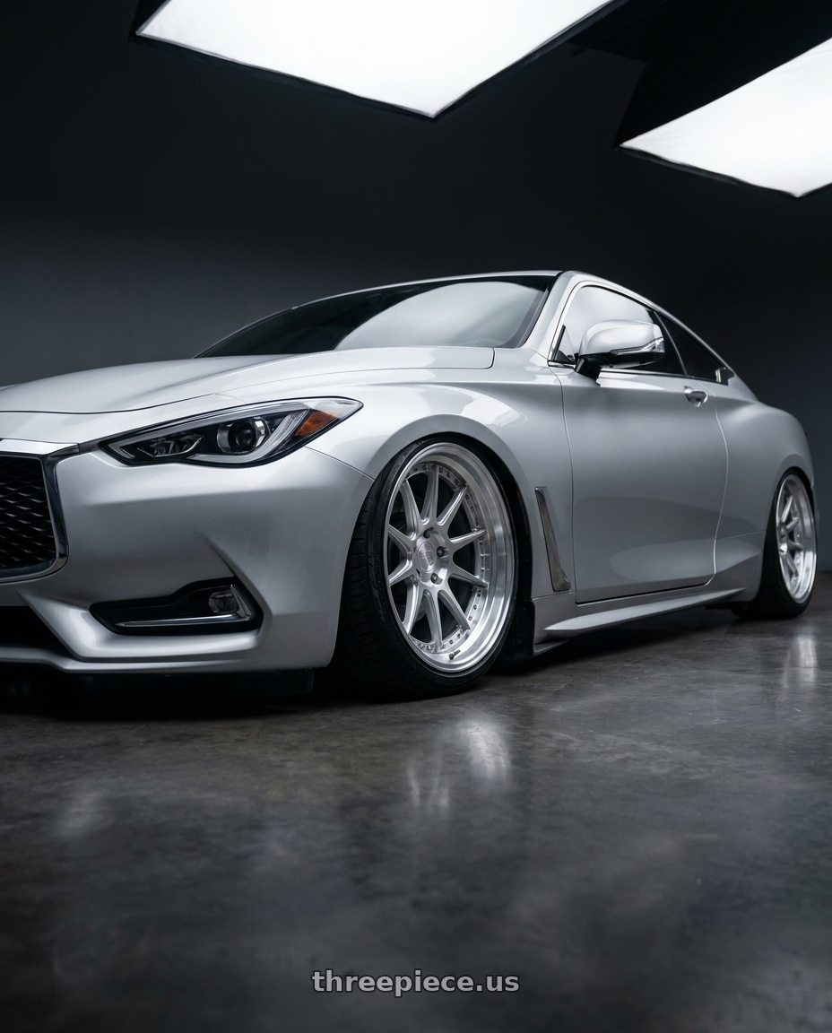 2020 Infiniti Q60 with Aodhan AFF3 5x114.3 20x9+32 Gloss Silver Machined Face wheels