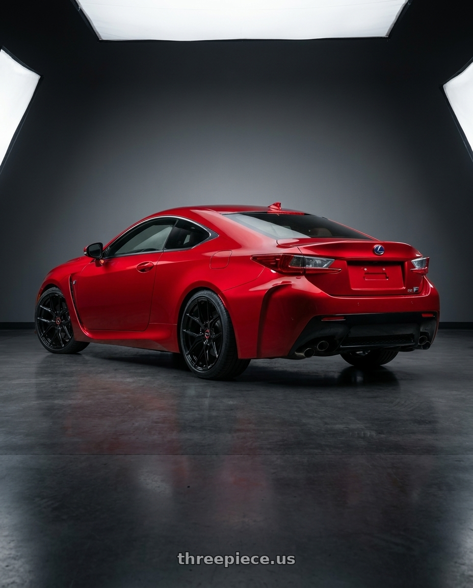 2018 Lexus RC F with Vossen HF-5 19x9.5 / 5x114.3 / ET40 / Deep Face / 73.1 - Gloss Black Wheel - HF5-9N63 wheels rear three quarter view square tires