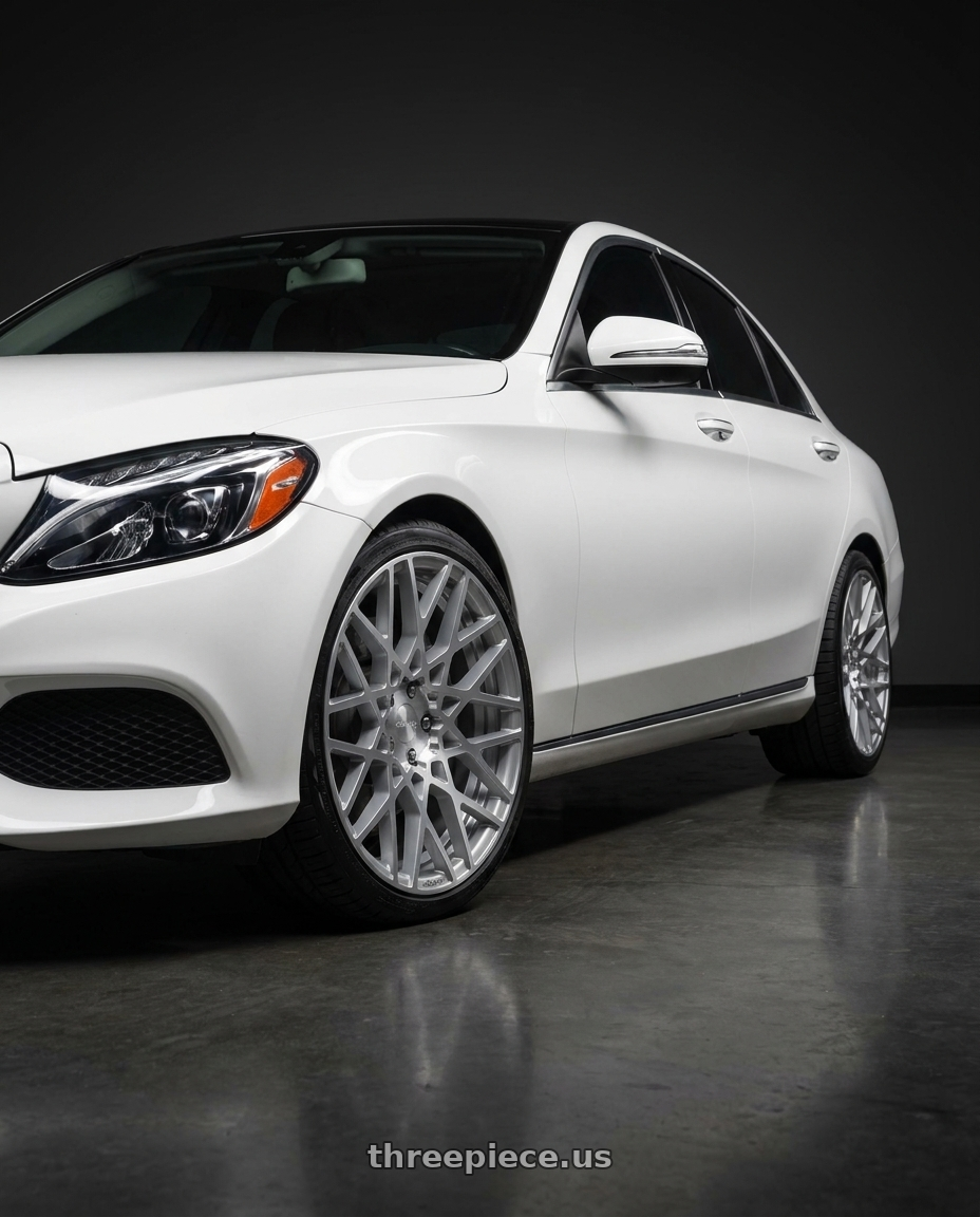 2016 Mercedes Benz c300 with Rotiform 1PC R110 BLQ 5X112 20X10 +35 GLOSS SILVER MACHINED wheels