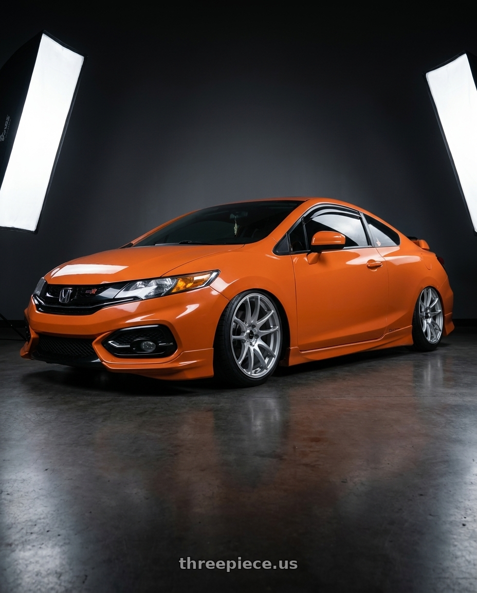 2015 Honda civic with Vors TR4 4x100/4x114.3 17x8  +35 Silver Machine Face wheels