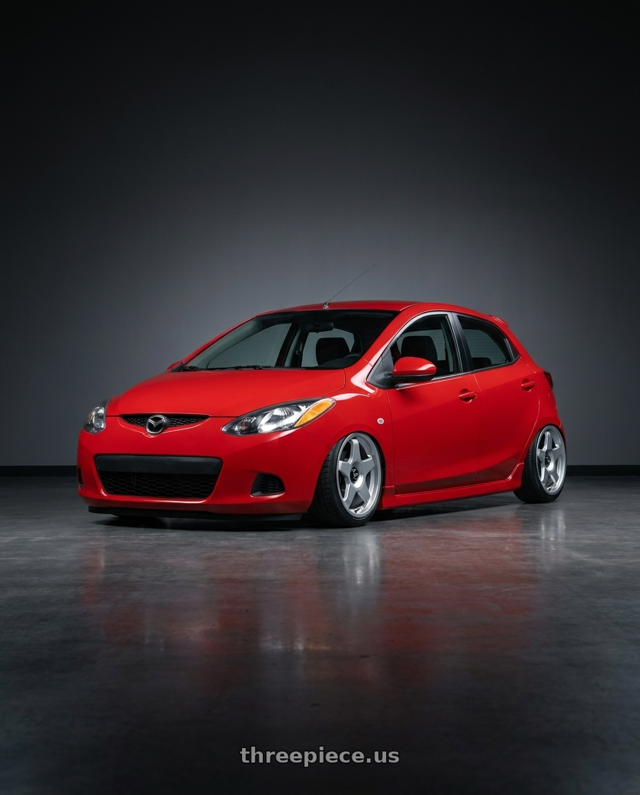 2008 Mazda 2 with fifteen52 CHICANE 4x100 / 4x108 17x7.5 +42 SPEED SILVER (GLOSS SILVER) wheels