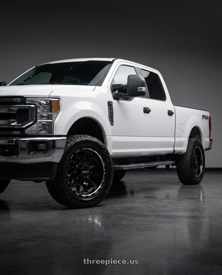 2022 Ford f-250 xlt long with WELD Off-Road Gauntlet 8x170 20x10 -18 Gloss Black/Milled wheels