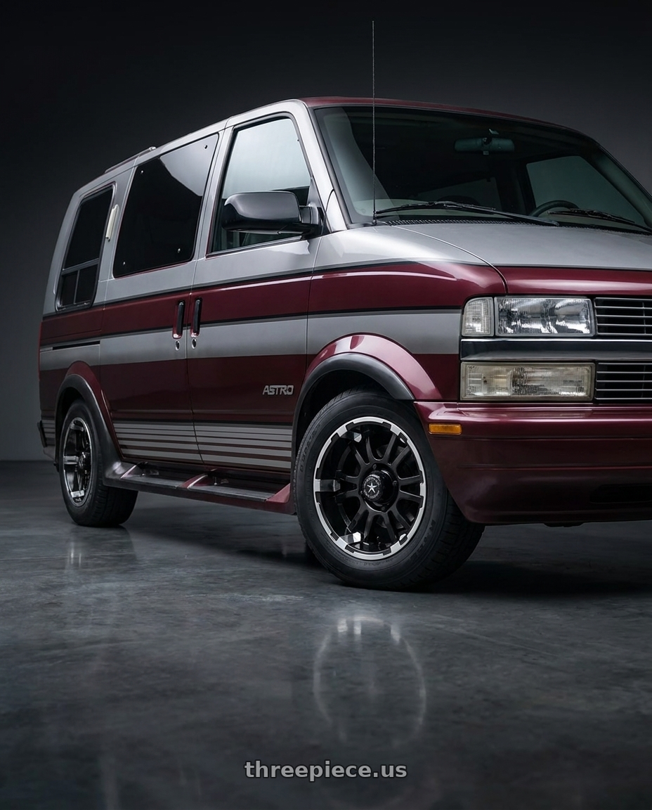 1996 chevy ASTRO van with Fairway Alloys FA132 SIXER 4X101.6 12X6 -20 MACHINED MATTE BLACK wheels
