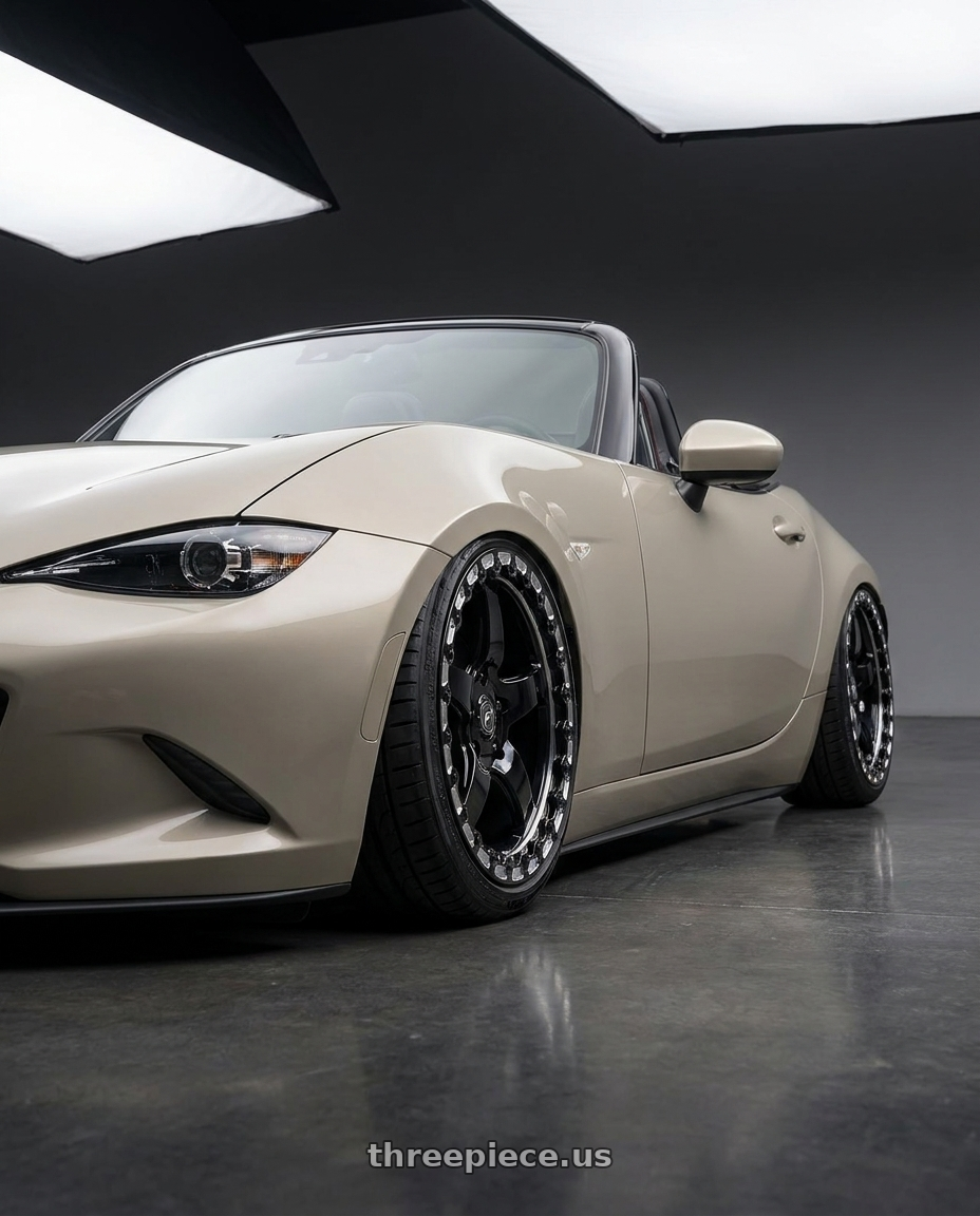 2021 Mazda MX-5 Miata ND with Forgestar D5 Beadlock 5x114.3 17x10 0 Gloss Black Machined wheels
