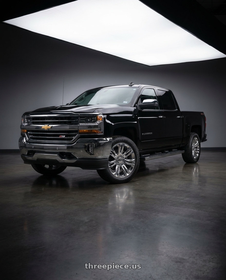 2018 Chevrolet Silverado with OE Wheels CV43B 6x139.7 22x9+24 Chrome wheels