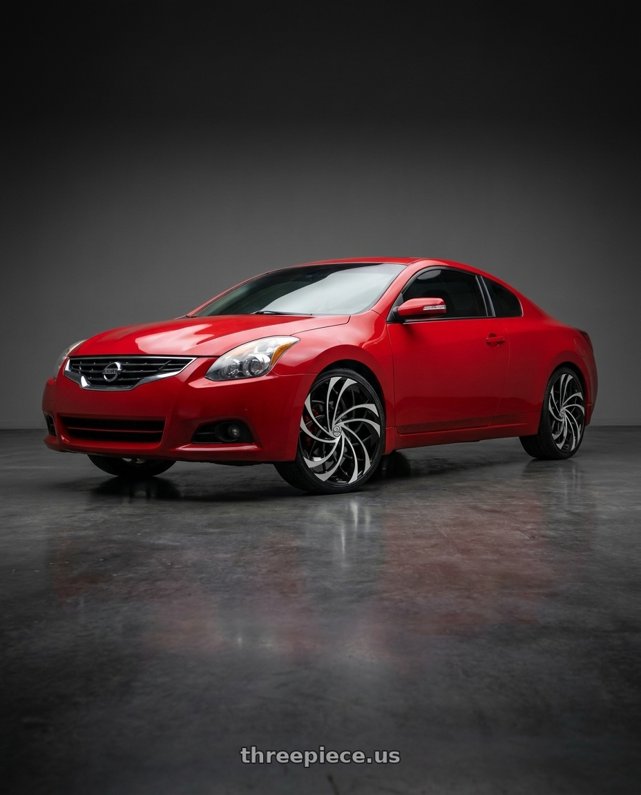 2010 Nissan Altima Coupe with Azara AZA-540 5x114.3/5x120 22x8.5 +38 Gloss Black & Machined wheels