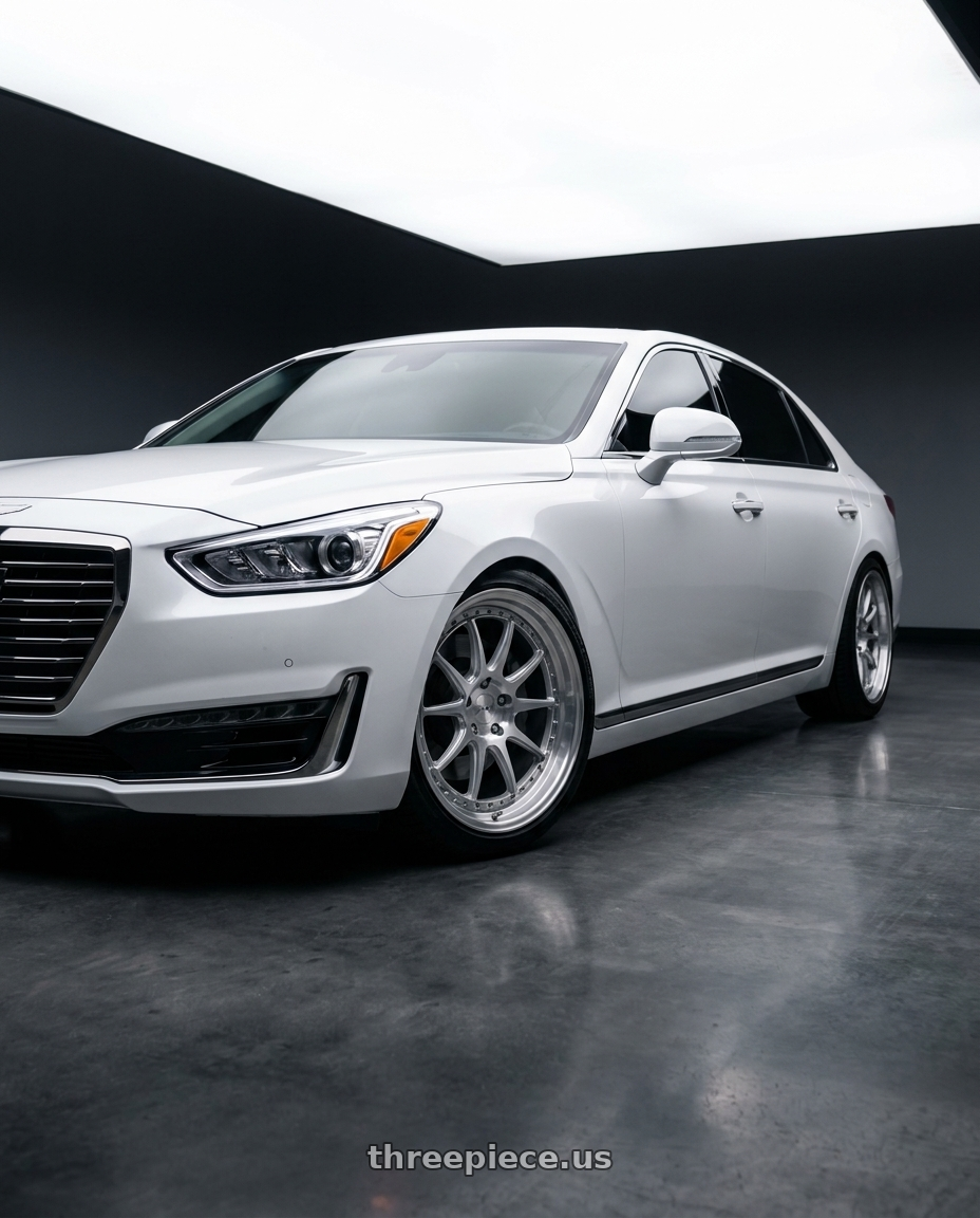2018 genesis g90 ultimate with F1R F103 5X114.3 20x9 +35 Brushed Silver wheels