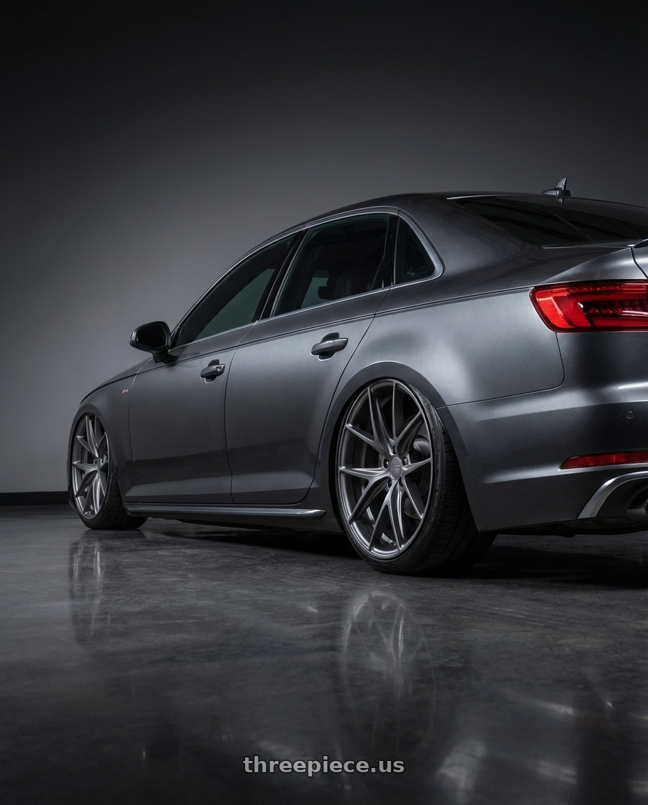 2023 Audi S4 B9 with Niche 1PC M116 MISANO 5X112 20X9 +32 MATTE GUN METAL wheels rear three quarter view slight stretch tires