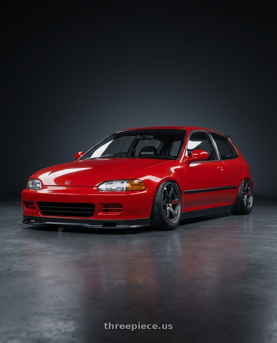 1993 Honda eg6 red with Volk Racing TE37 Saga SL 5x114.3 18x9.0+45 Pressed Graphite wheels