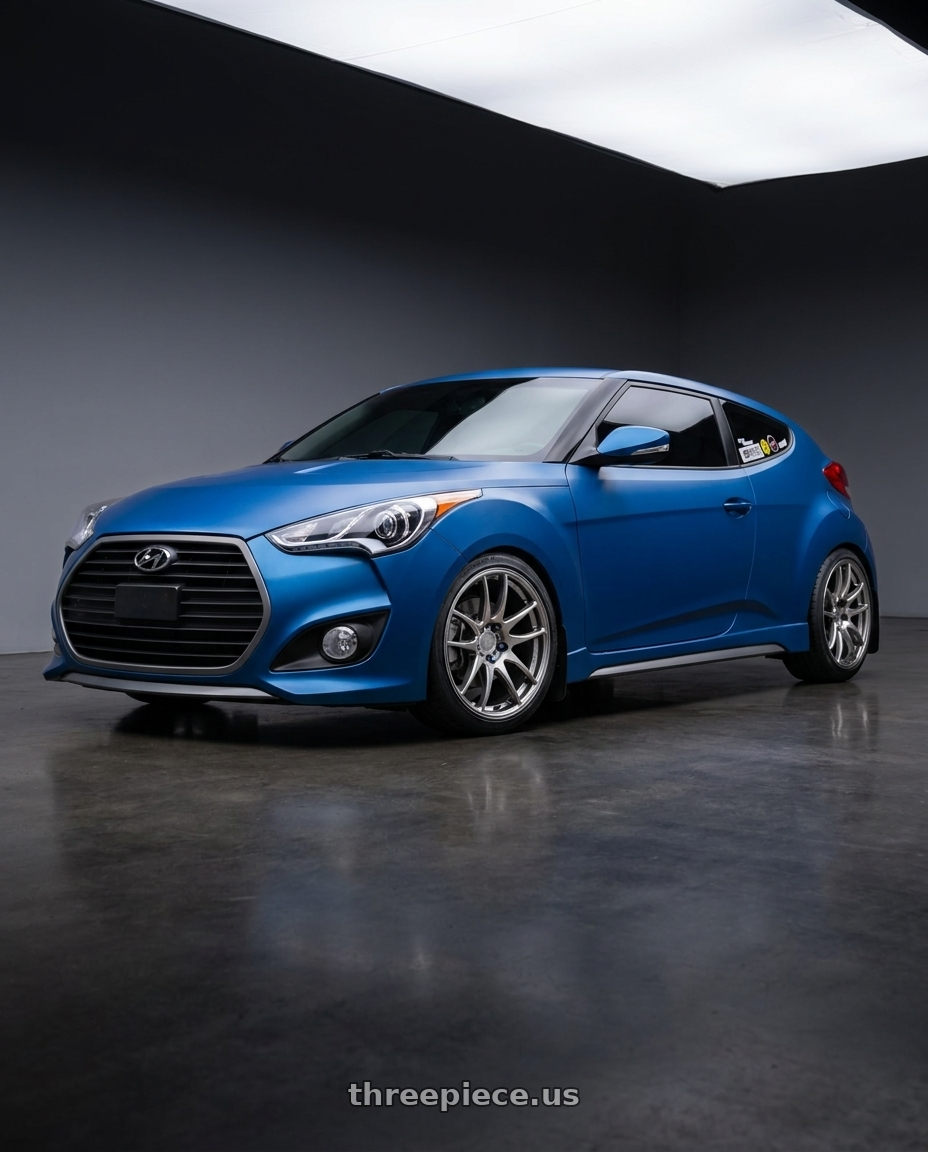 2016 Hyundai Veloster rally edition with Work Emotion Cr Kiwami 5x114.3 18x8.5 +38 Gt Silver wheels