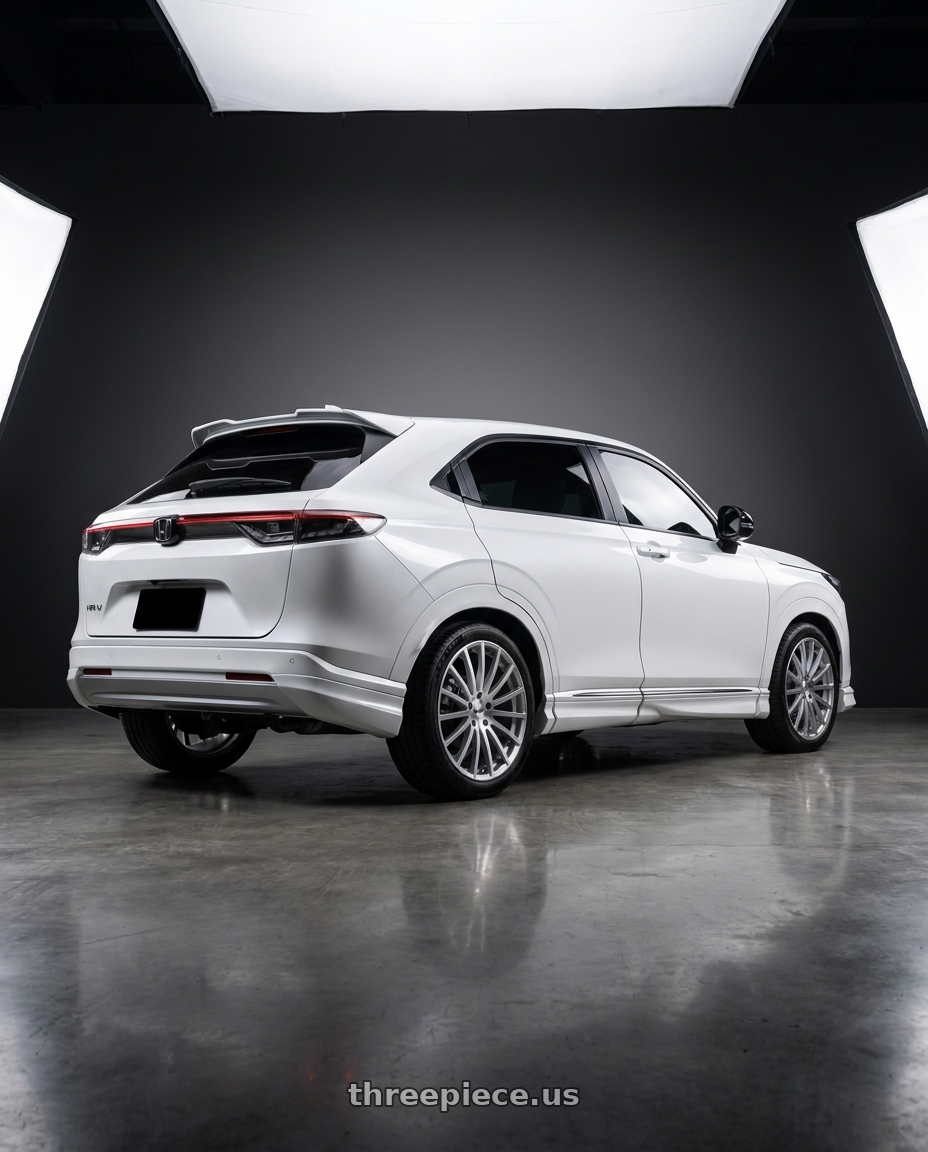 2022 honda hrv with TSW MALLORY 5X114.3 19X8 +40 SILVER W/ MIRROR CUT FACE wheels rear three quarter view square tires