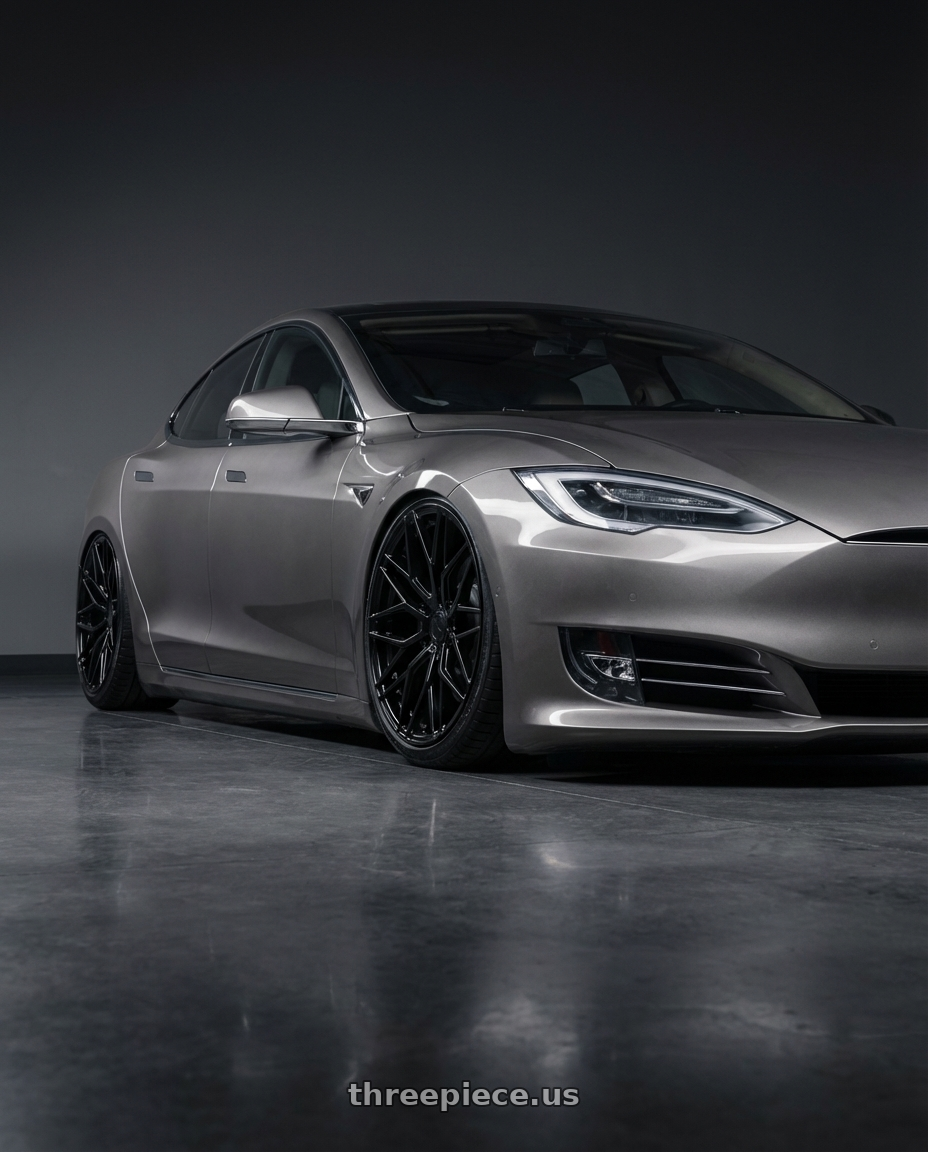 2018 Tesla Model S with Avant Garde Wheels M520R 5X120 21x12 +52 Gloss Black wheels