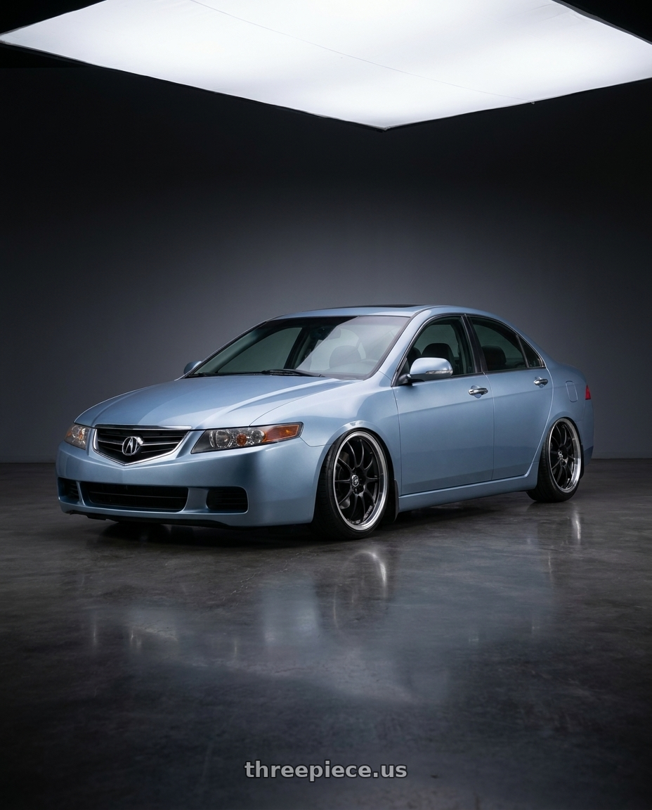 2005 Acura Tsx with Enkei J10 5x100/114.3 18x7.5+38 Black w/ Machined Lip wheels