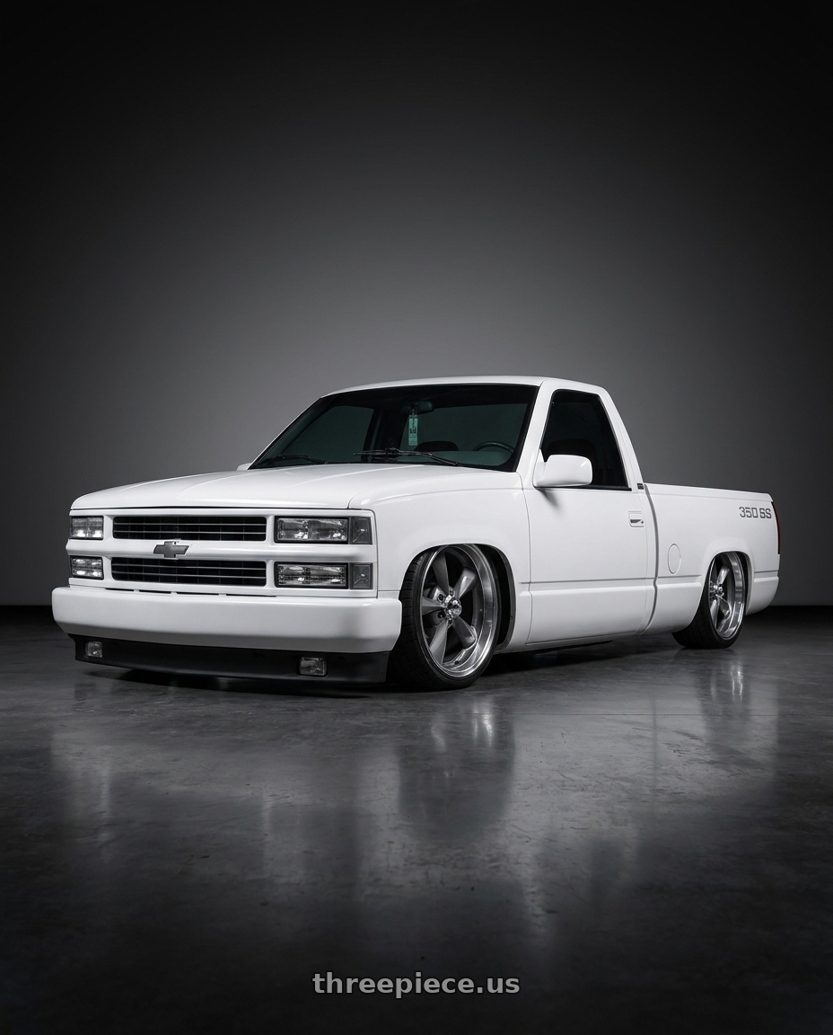 1989 chevy c1500 with BG Rod Works Old School 5x127 20x8.5+7 Gun Metal Machined Lip wheels