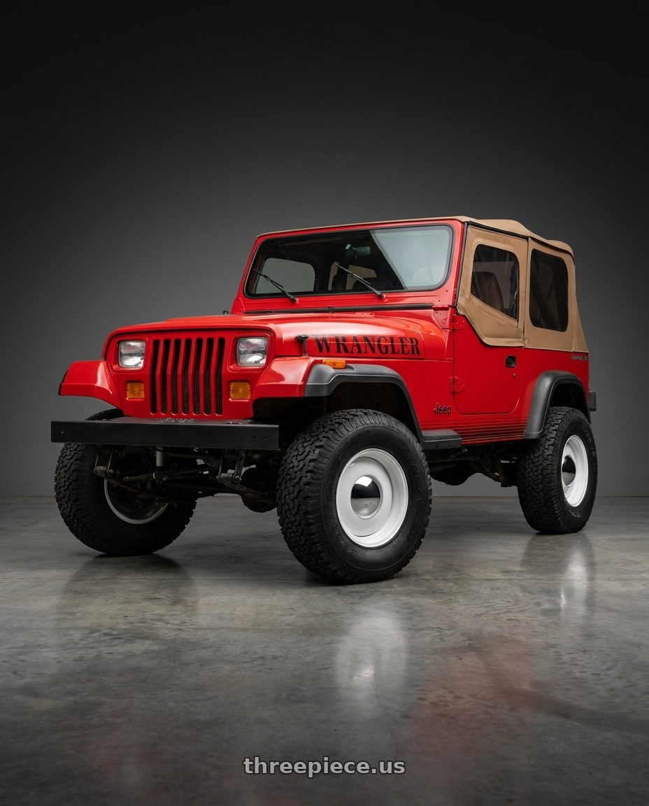 1989 Jeep Wrangler with Boyd Coddington 61W Smoothie 5x114.3 17x7 0 White wheels
