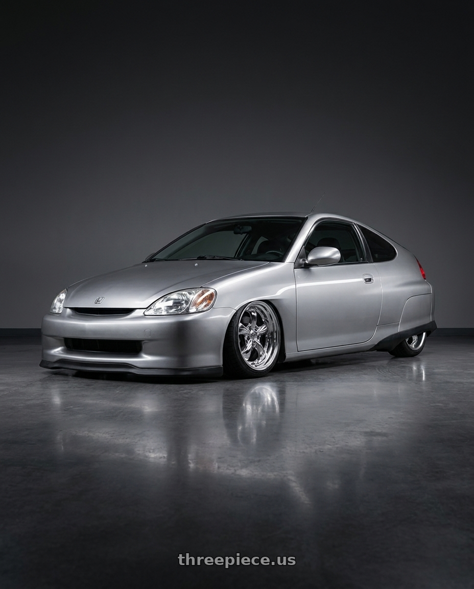 2001 Honda insight  with Work Goocars Hemi 4x100 15x6.5+35 A Disk Bright Buff Finish wheels