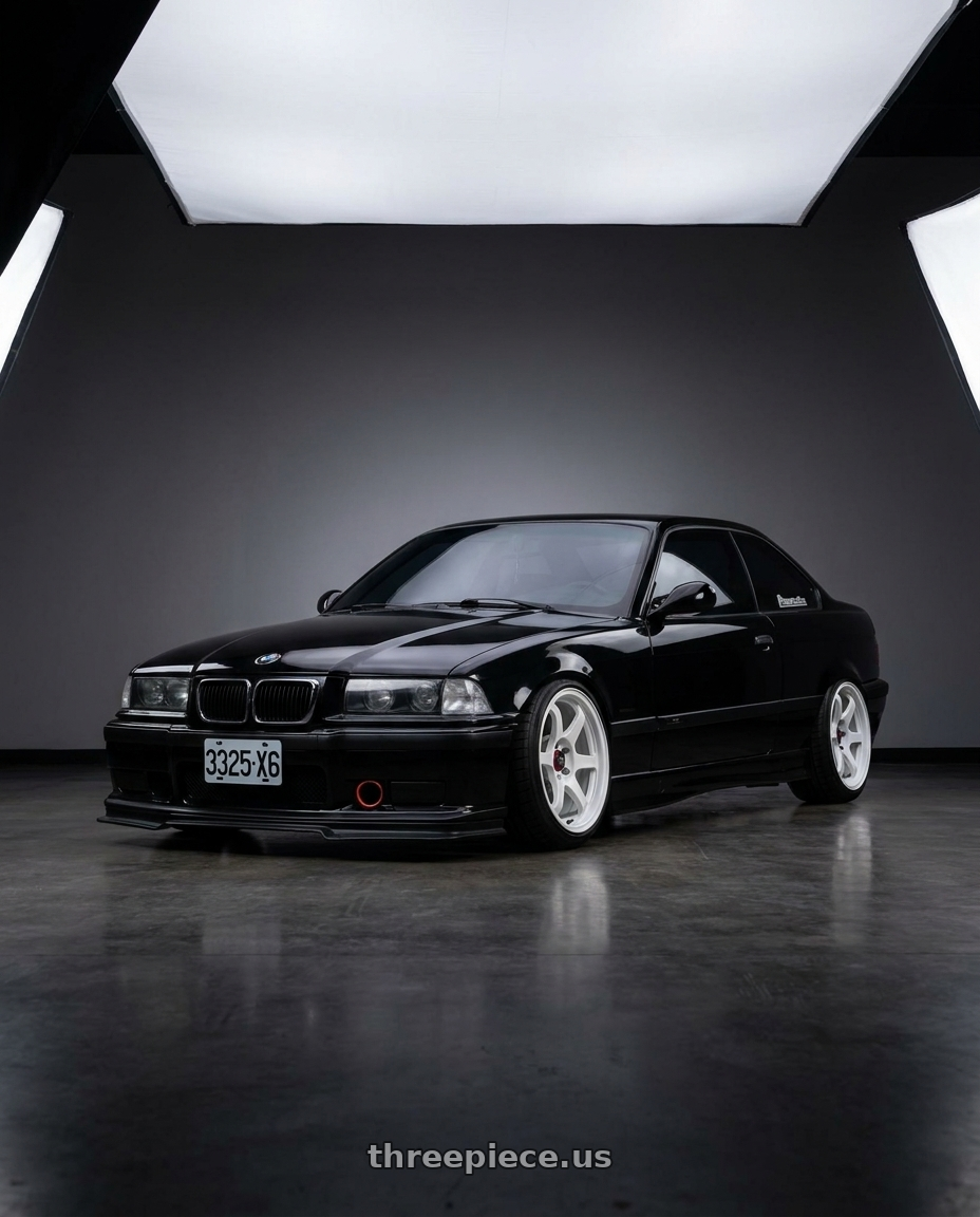 1993 E36 325i coupe with Enkei PF06 5x120 18x8.5+35 White Machined wheels