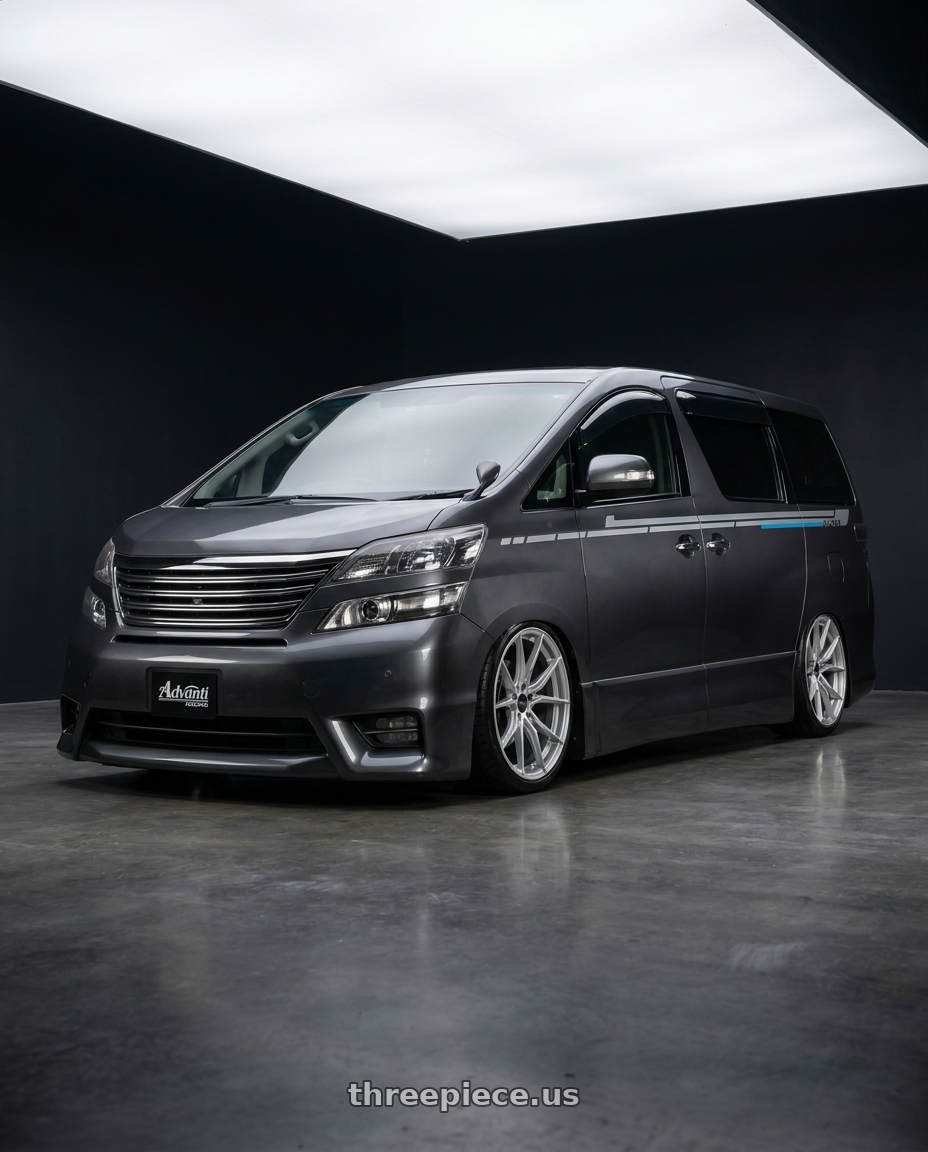 2011 Toyota vellfire with Advanti Racing 80S Hybris 5x114.3 20x8.5 +40 Silver with Machined Face wheels