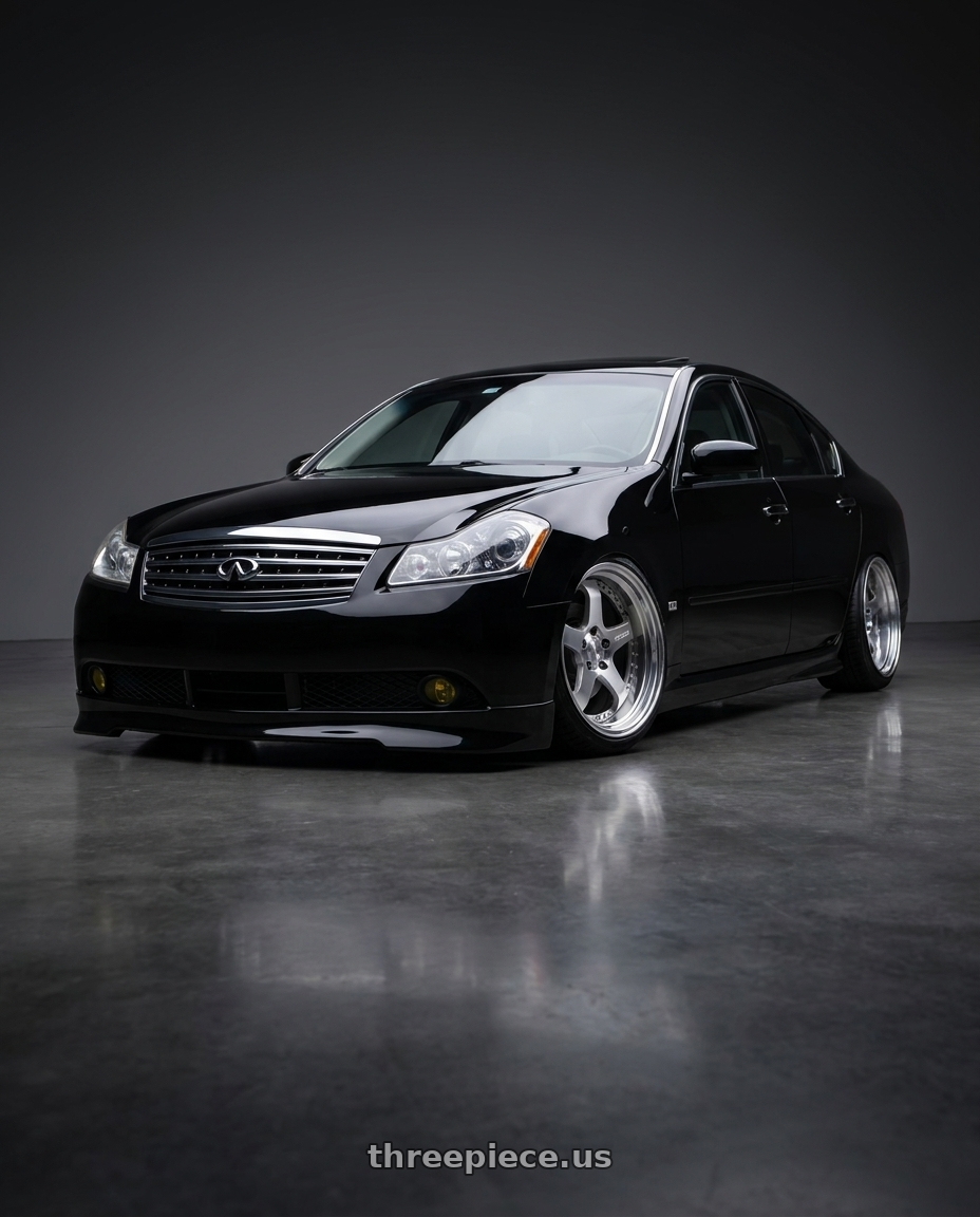 2007 Infiniti m35x with Work Lanvec Ld1 5x114.3 20x8.5+38 A Disk Machine Silver Polish wheels
