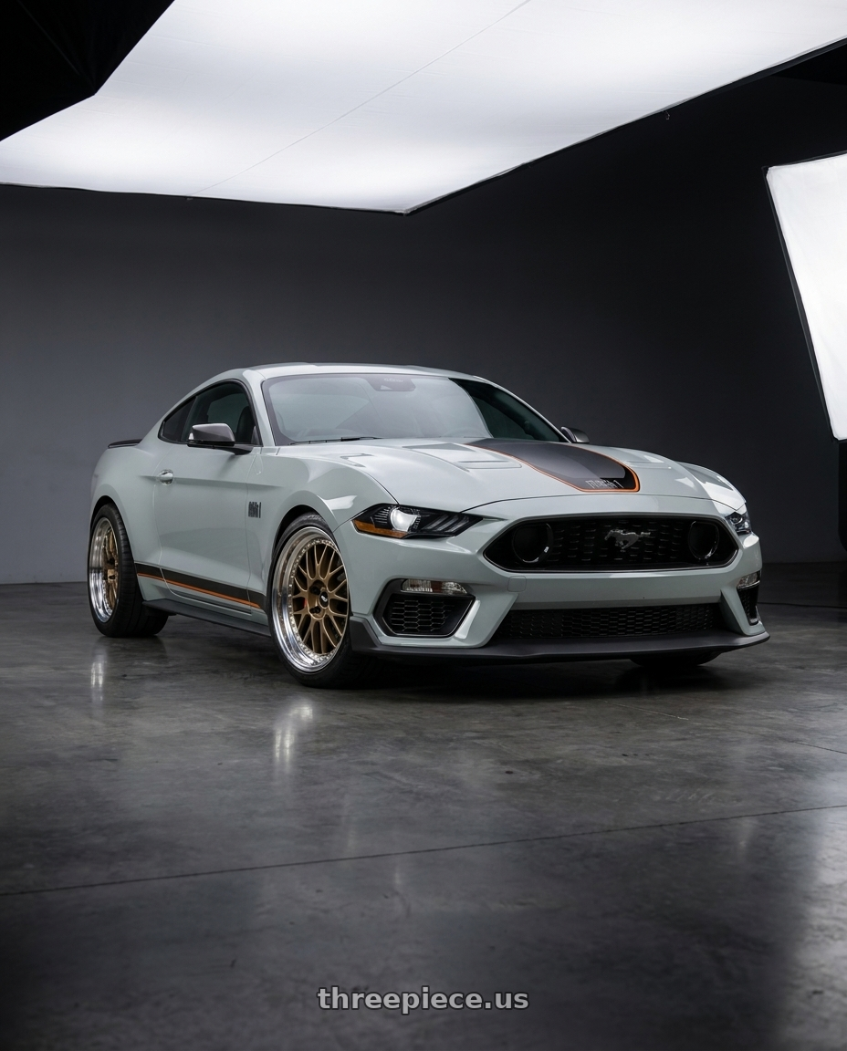 2021 Ford Mustang Mach 1 with Work Meister M1 3p 5x114.3 19x11+36 O Disk Titanium Gold wheels