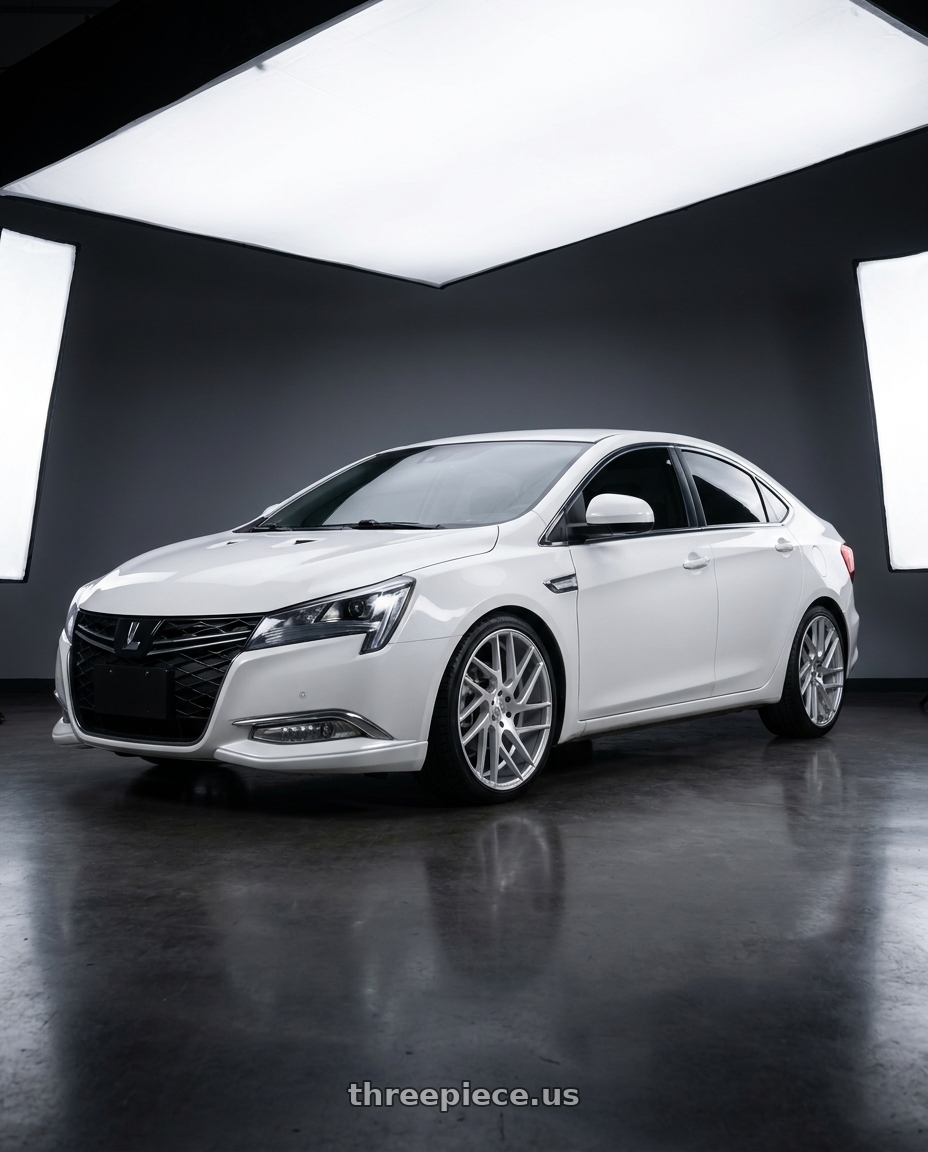 2019 Nissan bluebird with Status JUGGERNAUT 6X114.3 20X9 +15 SILVER W/ BRUSHED MACHINED FACE wheels