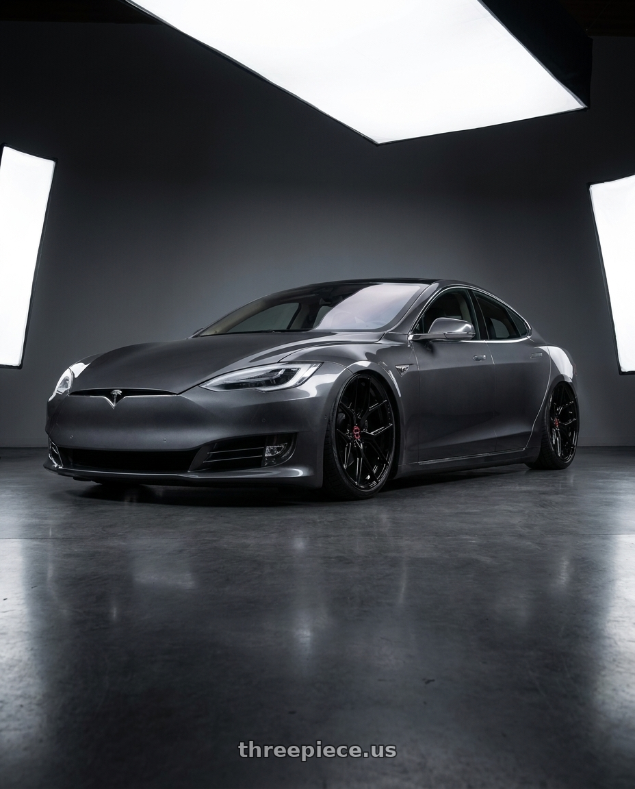 2018 Tesla Model S with Vossen HF-5 21x12 / 5x120 / ET52 / Deep Face / 72.56 - Gloss Black Wheel - HF5-1B36 wheels