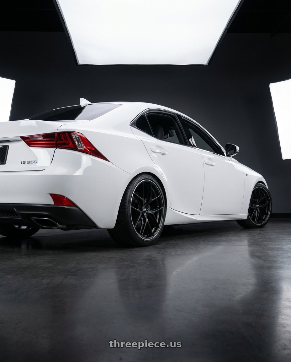 2018 Lexus IS 350 F Sport with BBS CC-R 5x114.3 19x8.5+30 Satin Black wheels rear three quarter view square tires