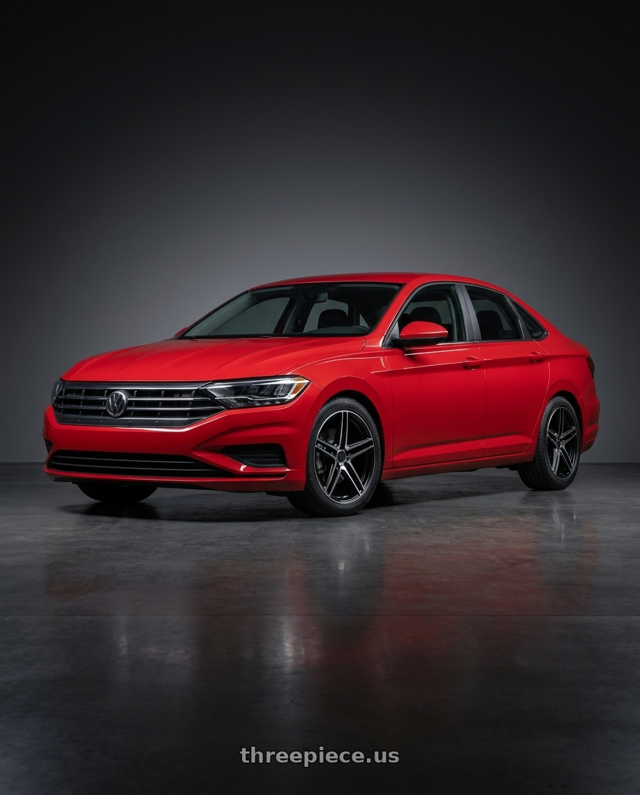 2019 Volkswagen Jetta s tornado with Mandrus BREMEN 5X112 17X8 +25 SEMI GLOSS BLACK W/ MIRROR CUT FACE wheels