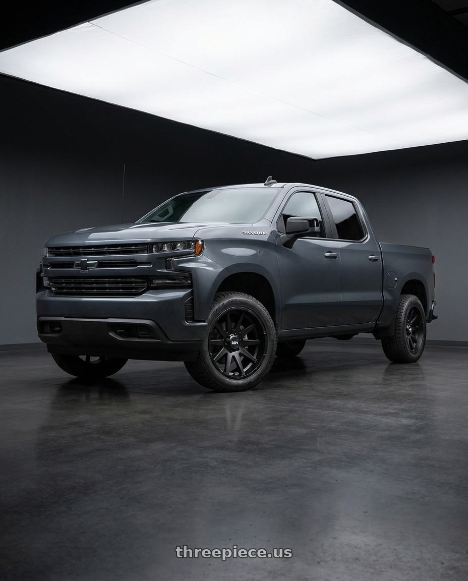 2021 Chevrolet Silverado 1500 LT with Ion Type 143 6x139.7 18x9+18 Matte Black wheels