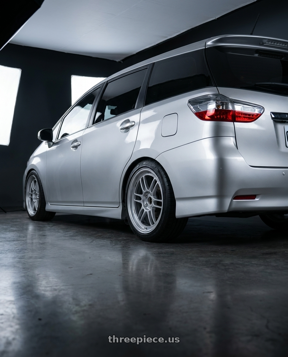 2011 TOYOTA ZGE22 with Enkei RPF1 5x100 18x7.5+48 Silver wheels rear three quarter view square tires