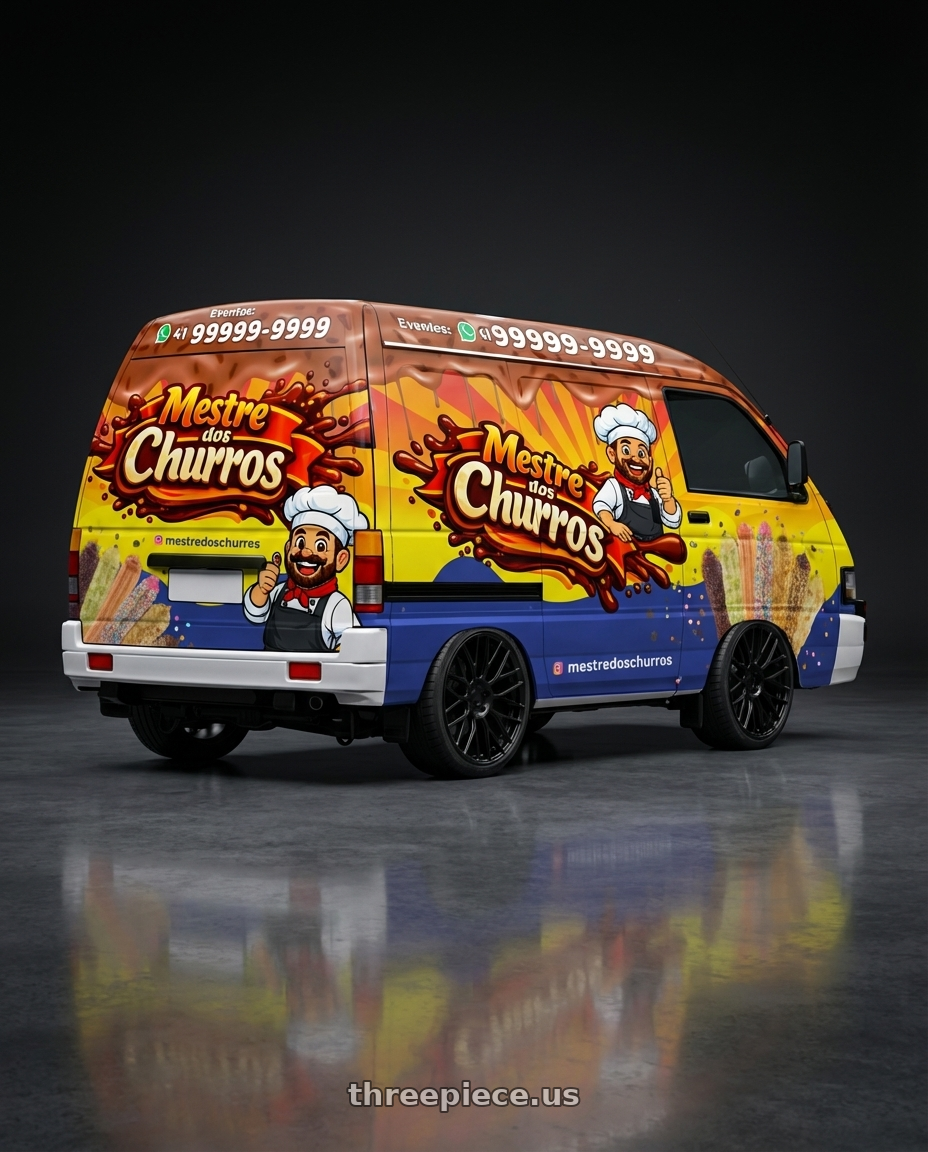 asia towner furgão 1996 adesivado  with Victor Equipment STABIL 5X130 18X10.5 +55 MATTE BLACK wheels rear three quarter view square tires