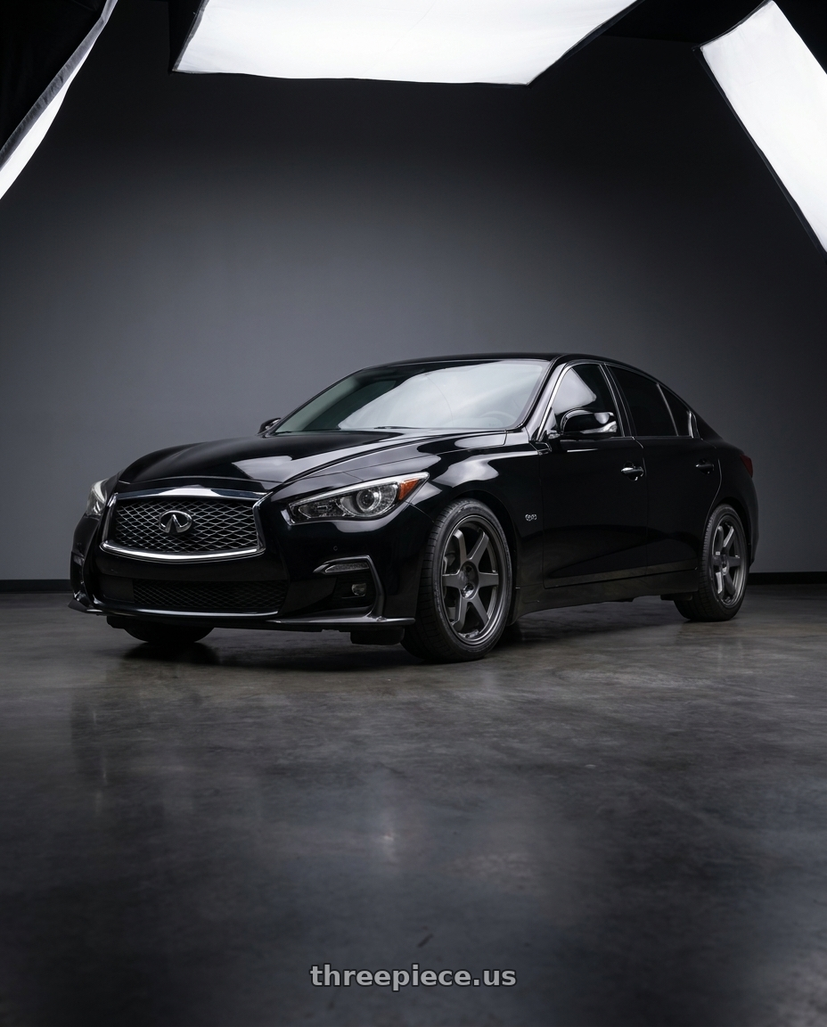 2018 Infiniti Q50 with 9six9 SIX-1 5x114.3 17X9 +35 Carbon Gray wheels