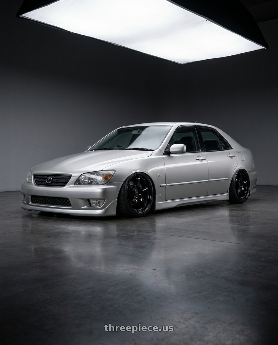 2001 Lexus Is200 with WedsSport RN-05M 5x114.3 19x9.5+28 Gloss Black wheels