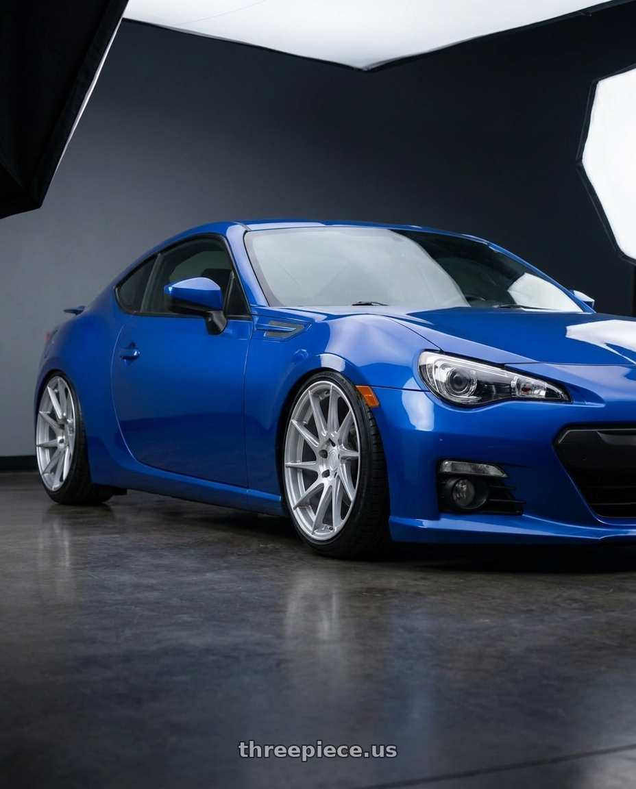 2017 Subaru BRZ with Aodhan AH09 5x100 18x9.5 +35 Gloss Silver Machined Face wheels